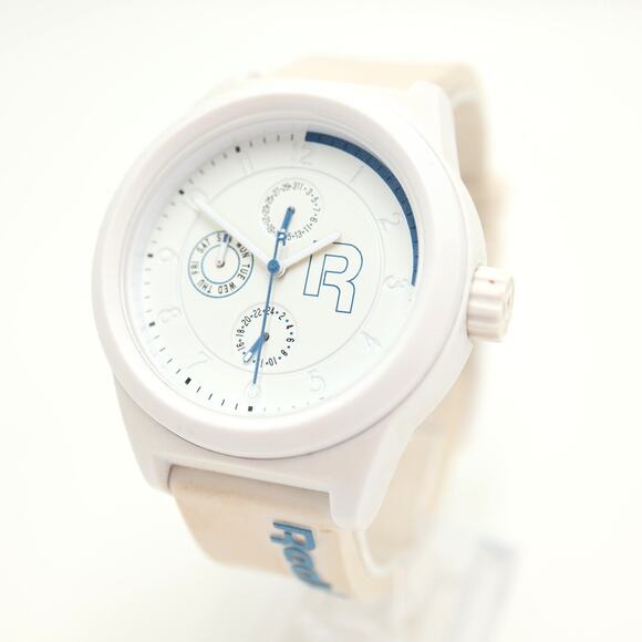 Reebok White Blue 44mm Calendar Watch 24 Hour Day Date Resin Strap w New Battery - Picture 1 of 15